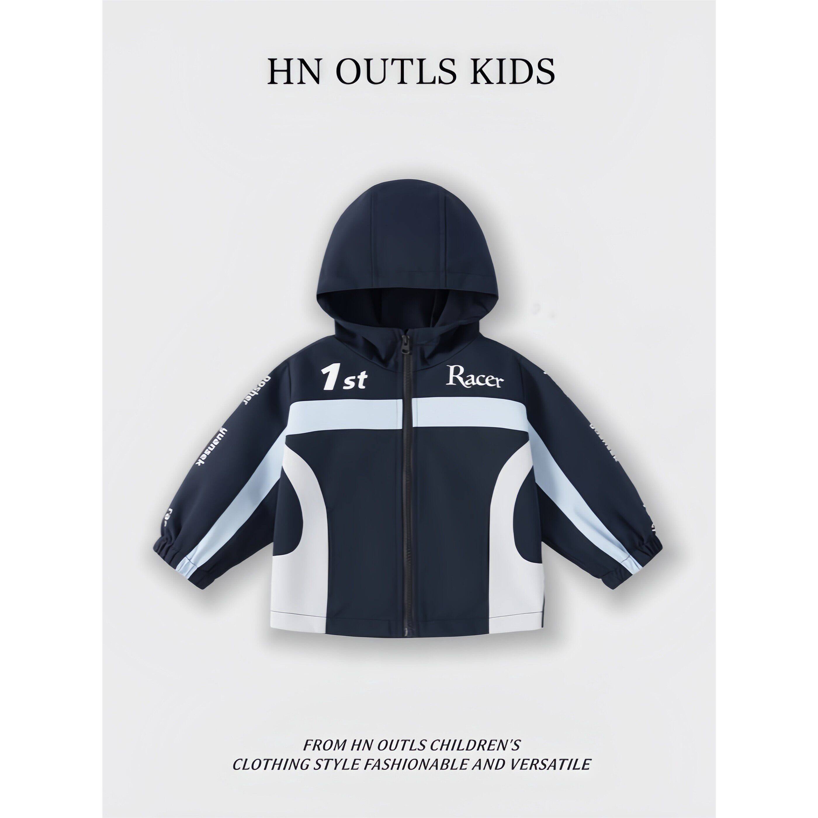 HN OUTLS儿童防风连帽冲锋衣2026秋季新款机能风男童女童夹克外套