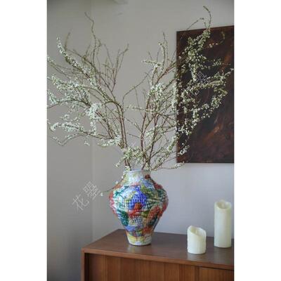 雪柳鲜切枝条水养真花东方诧寂风桌面插花花瓶插花水养鲜花雪柳花