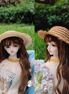 Bjd自嘲熊草帽子blythe小布3分4分6分8分12 20cm棉花ob11明星玩偶