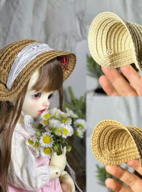 bjd草帽新款波奈特6分3分4分8分ob11小布blythe帽子DD大叔帽胚DIY
