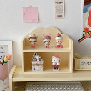 小红书网红同款小清新少女心桌面置物架木制双层手办展示架整理架