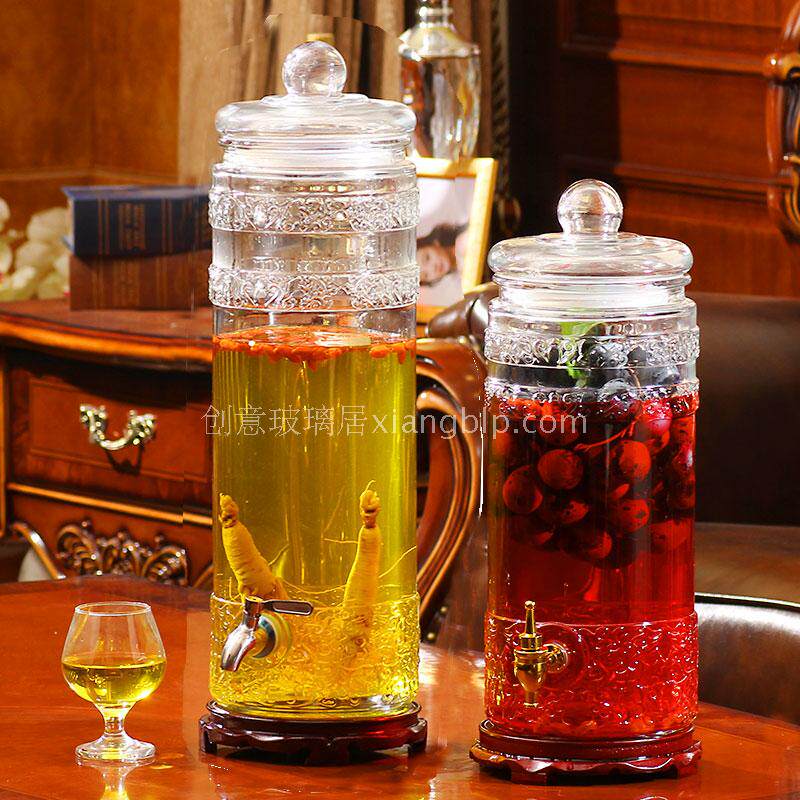 无铅玻璃加厚泡酒瓶带龙头人参鹿茸泡酒坛子酿酒器家用泡酒壶酒缸