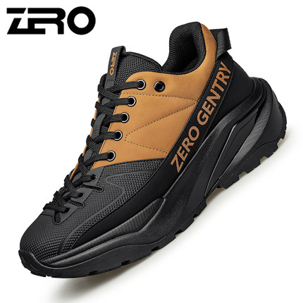 意大利零度春秋季新款真皮拼接撞色户外休闲鞋防滑减震厚底潮男鞋