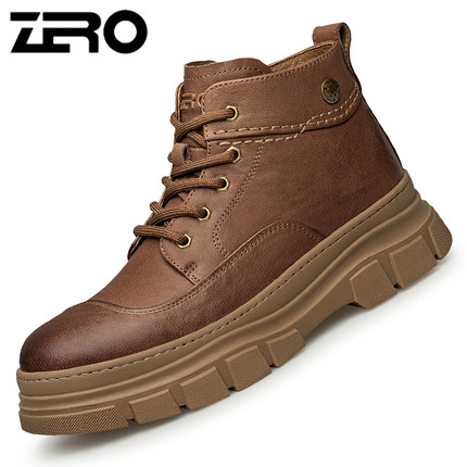 零度英伦潮流真皮时装靴秋冬新款侧拉链厚底男靴马丁靴高帮短靴子