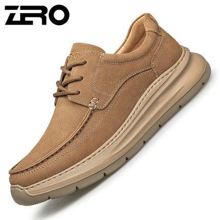 零度春秋款轻便舒适复古磨砂皮牛皮手工缝线软面软底休闲皮鞋男鞋