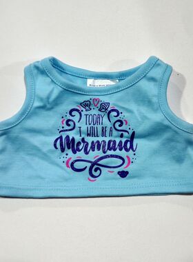 Bear泰迪熊Duffy达菲熊毛绒玩具娃娃公仔浅蓝色无袖衫衣服无袖T恤