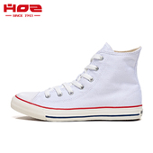 休闲鞋 HOZ后街新款 子白 款 透气百搭高帮板鞋 高帮平底帆布鞋 女经典
