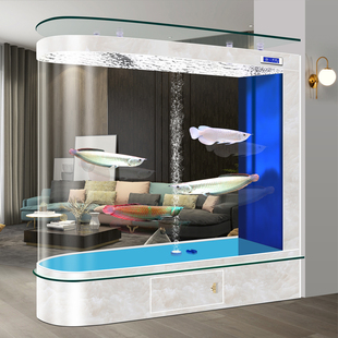 子弹头鱼缸一体缸自循环2025新款 客厅落地中型水族箱玄关屏风隔断