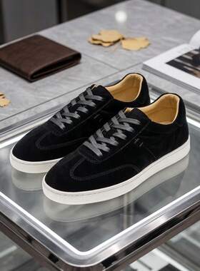 臻线欧洲站夏季复古真皮广州手工纯色休闲鞋时尚潮流男鞋百搭板鞋