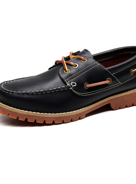 2026新款网红户外鞋厂真牛皮鞋马丁鞋复古帆船鞋工装鞋外贸乐福鞋