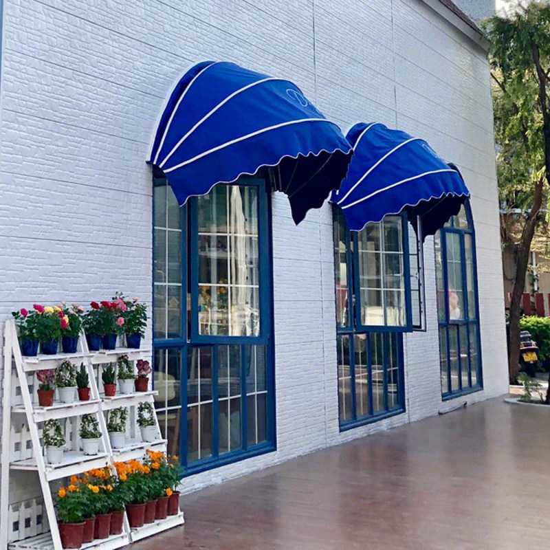 厂家定制窗户阳台户外雨棚遮阳棚遮雨半圆西瓜棚伸缩折叠装饰雨蓬