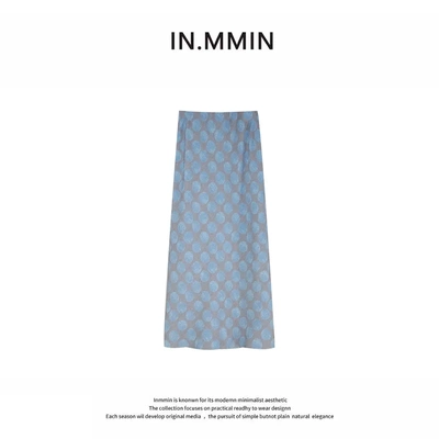 INMMIN 春夏款波点气质开叉斜裁显瘦半身裙