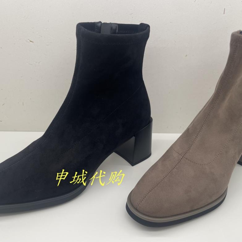 莱尔斯丹瘦瘦靴女粗高跟短靴子