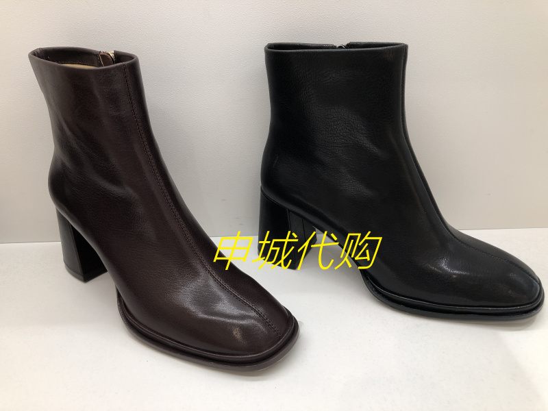 Dissona迪桑娜女鞋2022年冬季通勤方头粗高跟短靴子688183 688160