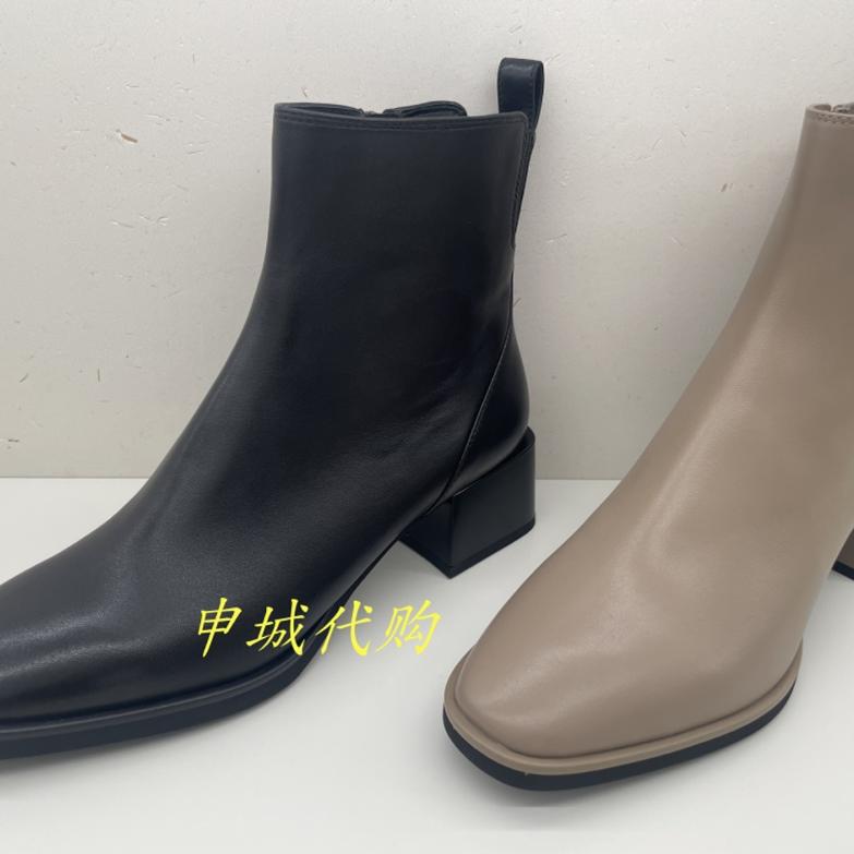莱尔斯丹通勤方头女鞋粗跟短靴子