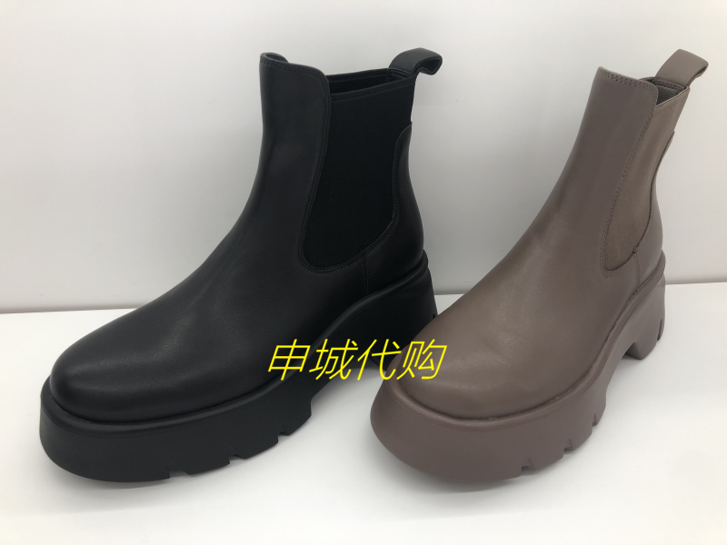 莱尔斯丹女鞋厚底增高粗跟短靴子