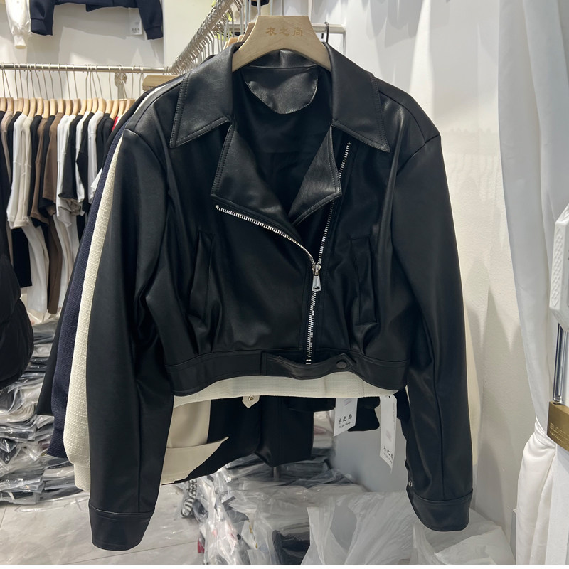 欧货短款PU皮衣女外套高品质春季新款街头翻领机车小个子皮夹克飒,女装/女士精品,皮衣,淘宝优惠券,粉丝福利购,淘宝优惠卷