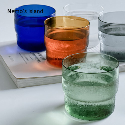 Nemo Island五彩高硼硅玻璃杯可叠放果汁饮料杯牛奶咖啡杯蓝色
