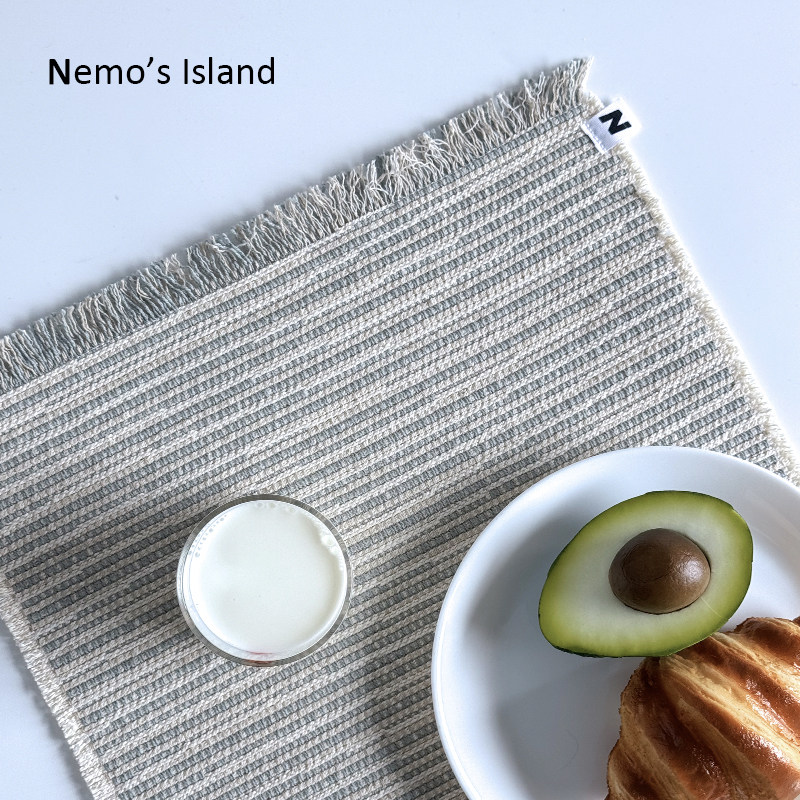 NemoIsland山野餐垫|北欧复古手工布艺棉麻编织条纹隔热垫桌布