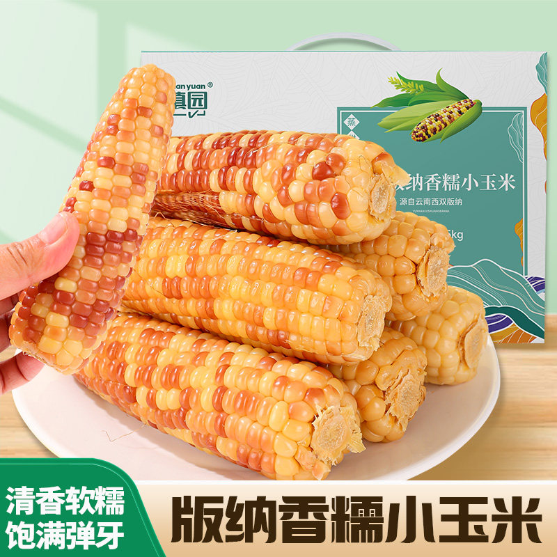 滇园西双版纳香糯小玉米礼盒3斤云南特产加热即食版纳甜糯玉米棒
