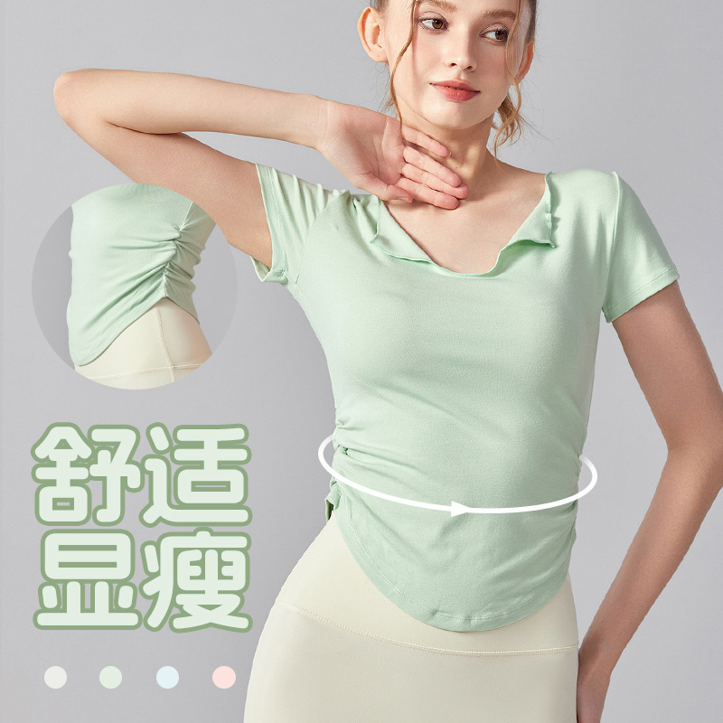 运动上衣女T恤短袖 瑜伽普拉提健身服速干透气纯欲风修身显瘦跑步