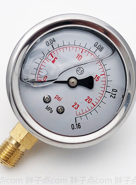 YN-60抗震压力表23psi液压表0-0.16MPa油压表径向螺纹M14*1.5