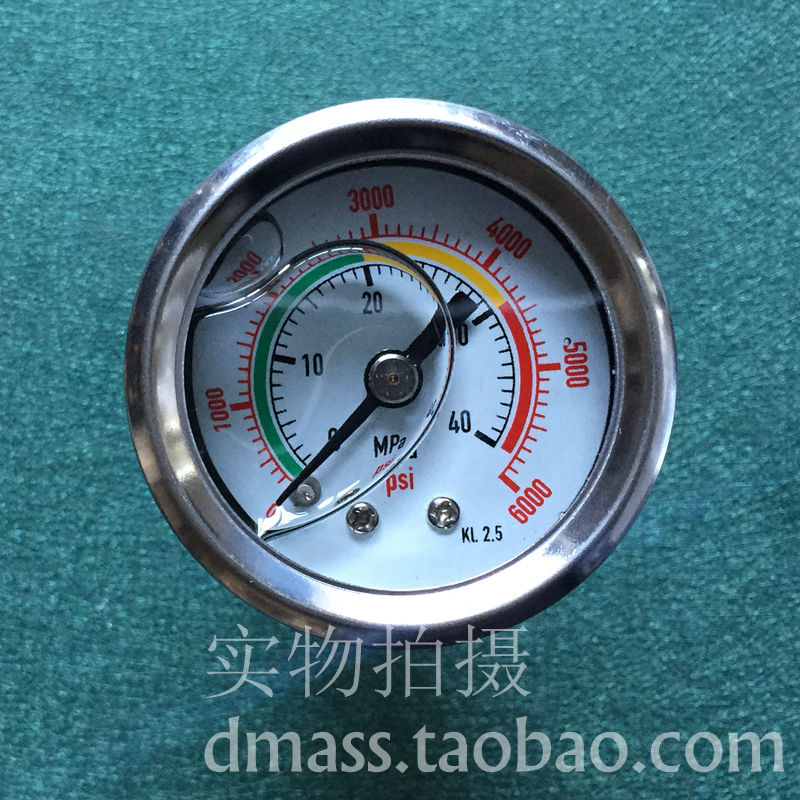 YN40Z耐震压力表0-40MPA液压表0-6000PSI油压表PT1/4不锈钢螺纹