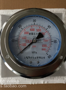 耐震压力表0-60MPA/860PSI液压表接头M20*1.5牙表面直径100MM轴向