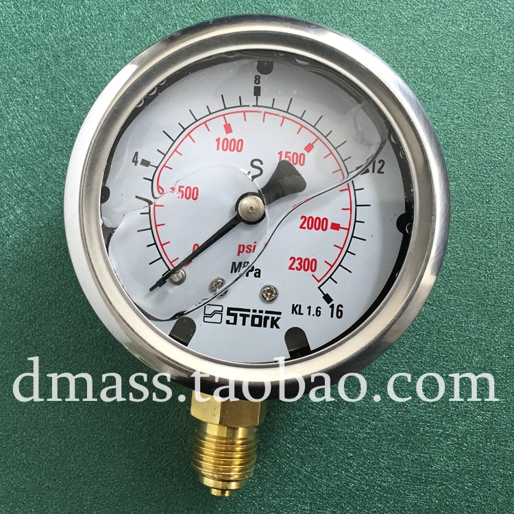 STORK压力表0-16MPA2300PSI耐震液压表S63螺纹G1/4油压表.水压表