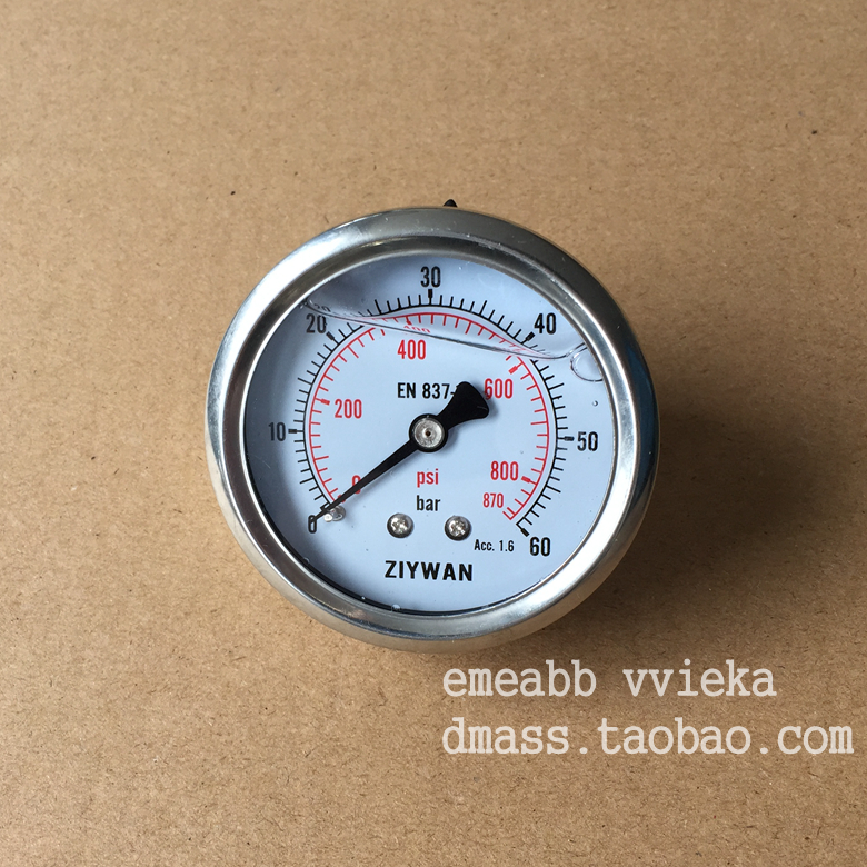 0-60BAR油压压力表870PSI轴向1/4