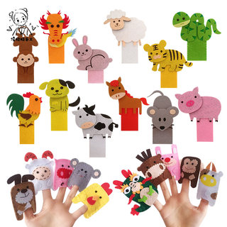 不织布diy手工十二生肖的故事手指偶指套可爱动物讲故事教学道具