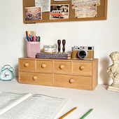 zakka木质收纳盒办公桌面杂物收纳木盒子抽屉式 化妆品ins分类收纳