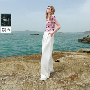 【莱赛尔】ibudu2025夏季新款宽松阔腿裤小白裤长裤显瘦女