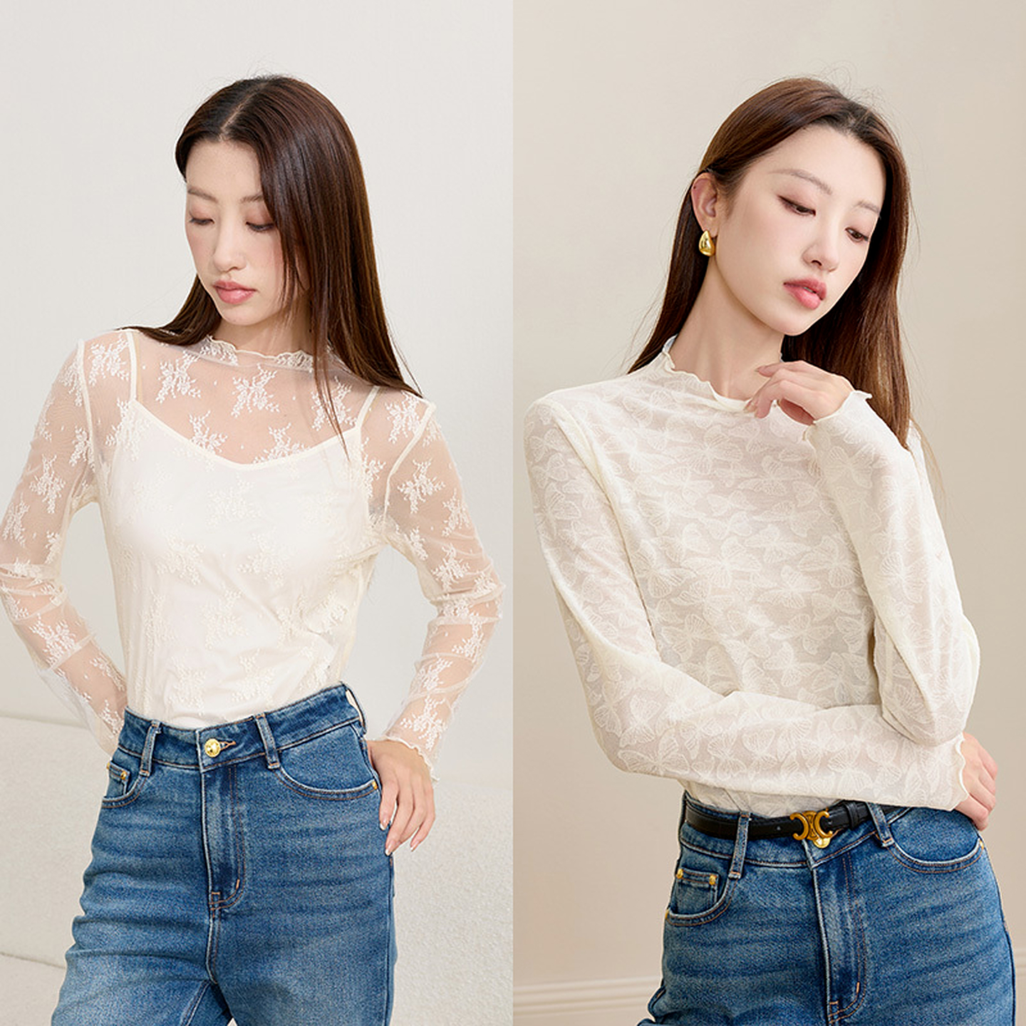 若潮大码女装2025秋季新款花边半高领蕾丝衫上衣套头蝴蝶胖MM