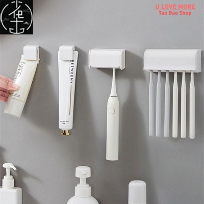 Punch-free Wall-mounted Toothbrush Holder Toothpaste Holder