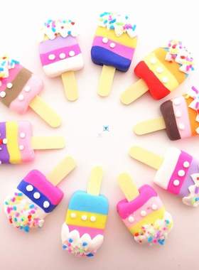 10pcs/lot  17*34MM Mix Colors Kawaii Soft Clay Rainbow Ice