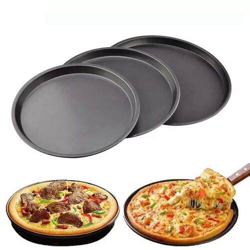Round Pizza Plate Pan Deep Dish Tray Carbon Steel Non-stick