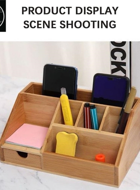 1Pc Desktop Storage Box Bamboo Stationery Organiser Office S