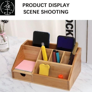1Pc Desktop Storage Box Bamboo Stationery Organiser Office S