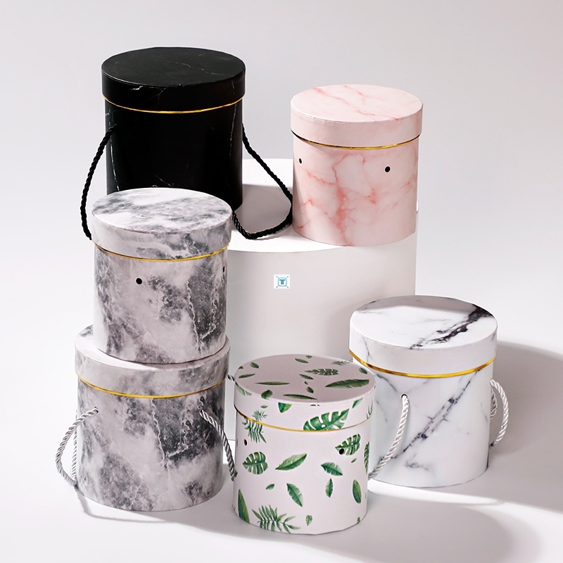 Round Packaging Paper Bag Gift Box Florist Bouquet Flower