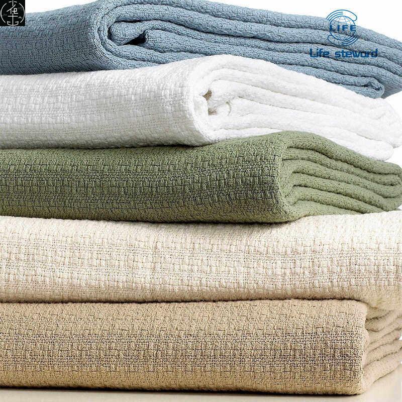 华夫格编织针织棉毯全棉线毯纯棉午睡毯沙发巾blanket sofa towel
