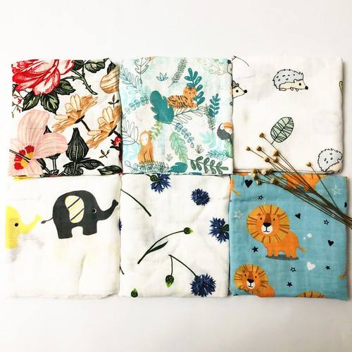 Newborn  Organic Cotton Bamboo Baby Blanket Muslin Swaddle