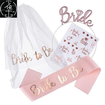 1Set Bride To Be Veil Satin Sash Hiarband Bridal Shower Wedd