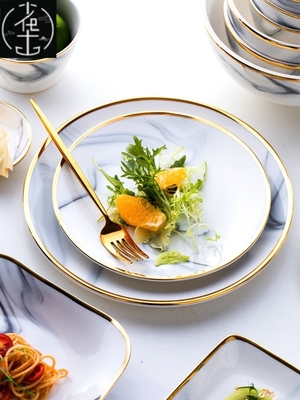Marble Dinner Plate Set Ceramic Kitchen Plate Tableware Set