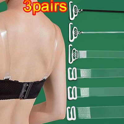 3Pairs Clear Bra Straps Women's Transparent Invisible Detach