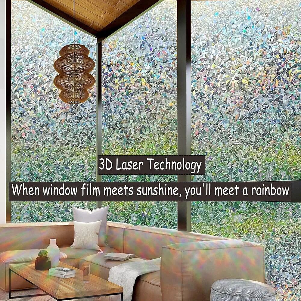 3D Rainbow Window Film Electrostatic Privacy Window Films Tr