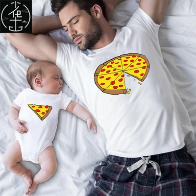 Family Matching Clothes Father Mother Daughter Son Pizza T-