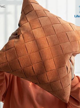 复古手工编织抱枕沙发靠枕橘色墨绿色靠垫床头靠背cushion cover
