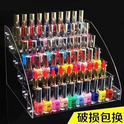 display rack, shelf, plastic shelf, nail polish,