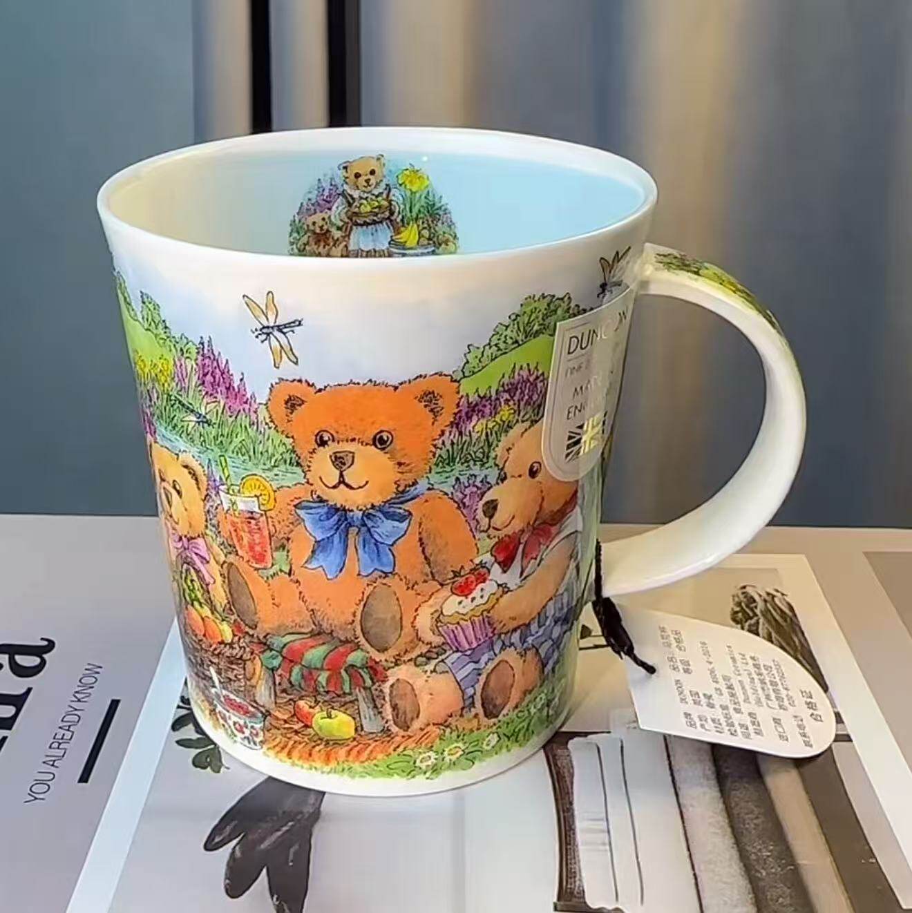 英产DUNOON丹侬骨瓷马克杯欧式咖啡杯子泰迪熊野餐系列情侣杯动物